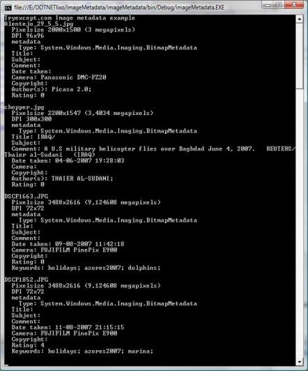 Image Metadata example screenshot