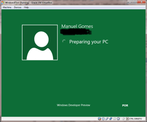 Windows 8 First Boot under VirtualBox